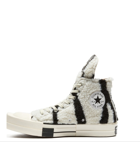 Rick Owens DRKSHDW TURBODRK chuck 70s high zebra sneaker 9 - Picture 3 of 12